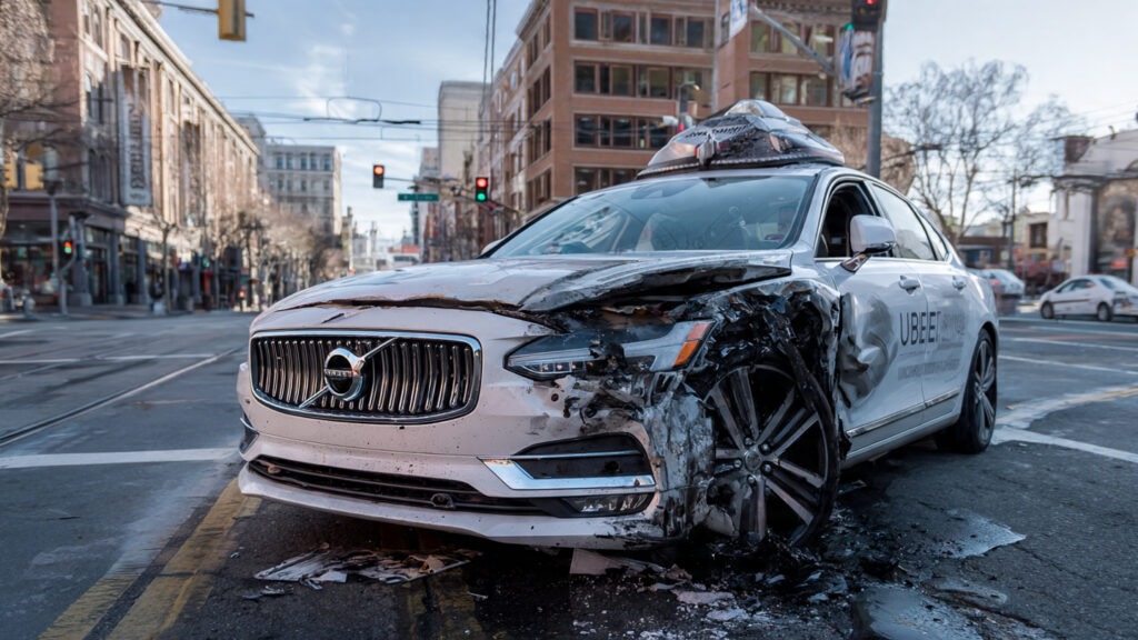 uber self driving backup driver causes accident liability insurance